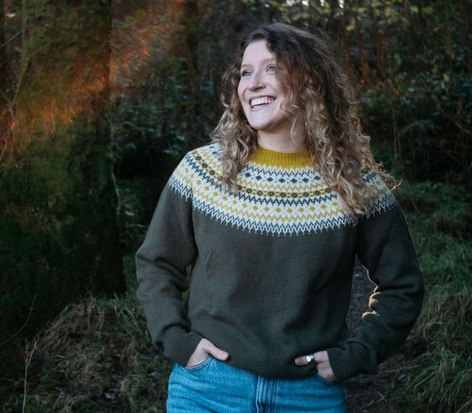 Dorothy Yoke Crew Jumper in Lichen