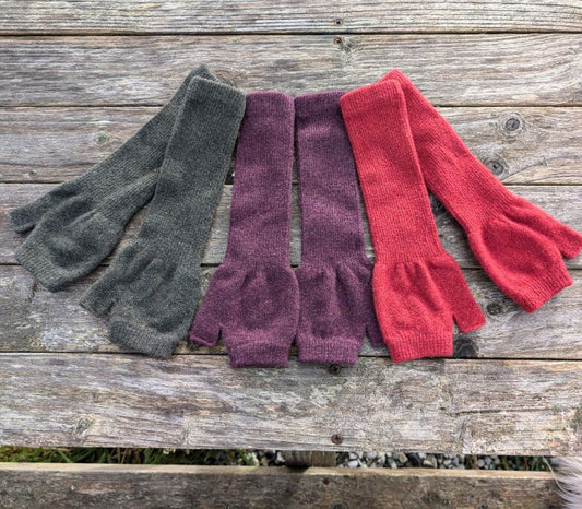 Long Fingerless Woollen Gloves (choice of colours)