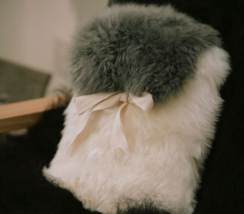 Small Sheepskin Snuggle - White with Grey Lid