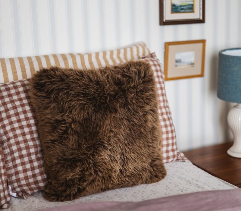 SHEEPSKIN SQUARE CUSHION (CHOICE OF SHEEPSKIN COLOURS)