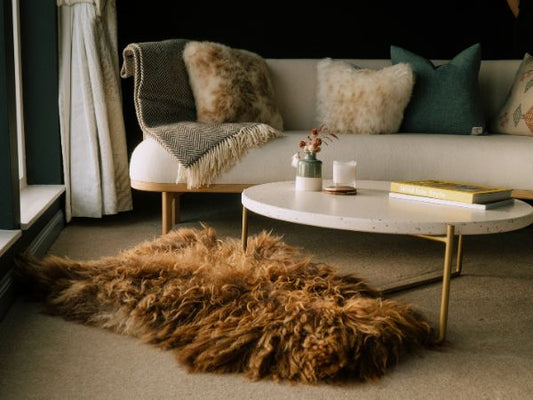 ICELANDIC RUSTY/GREY SHEEPSKIN RUG/THROW - 110cm x 80cm