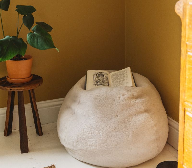 Small Sheepskin Beanbag (in cropped cream fleece)