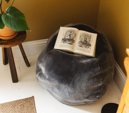 Small Sheepskin Beanbag (in cropped charcoal fleece)