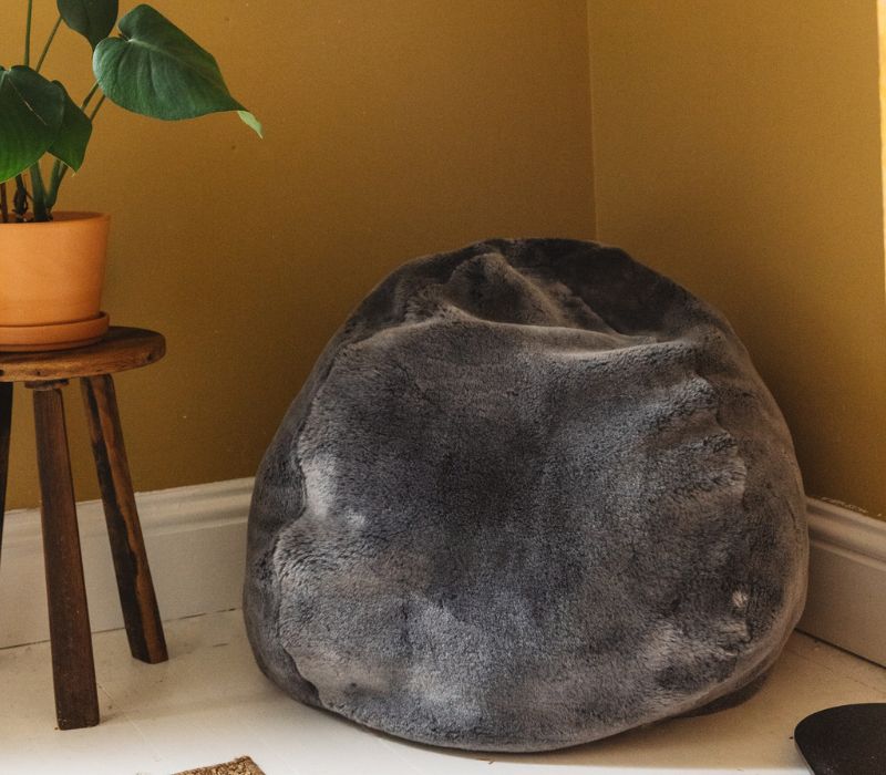 Small Sheepskin Beanbag (in cropped charcoal fleece)