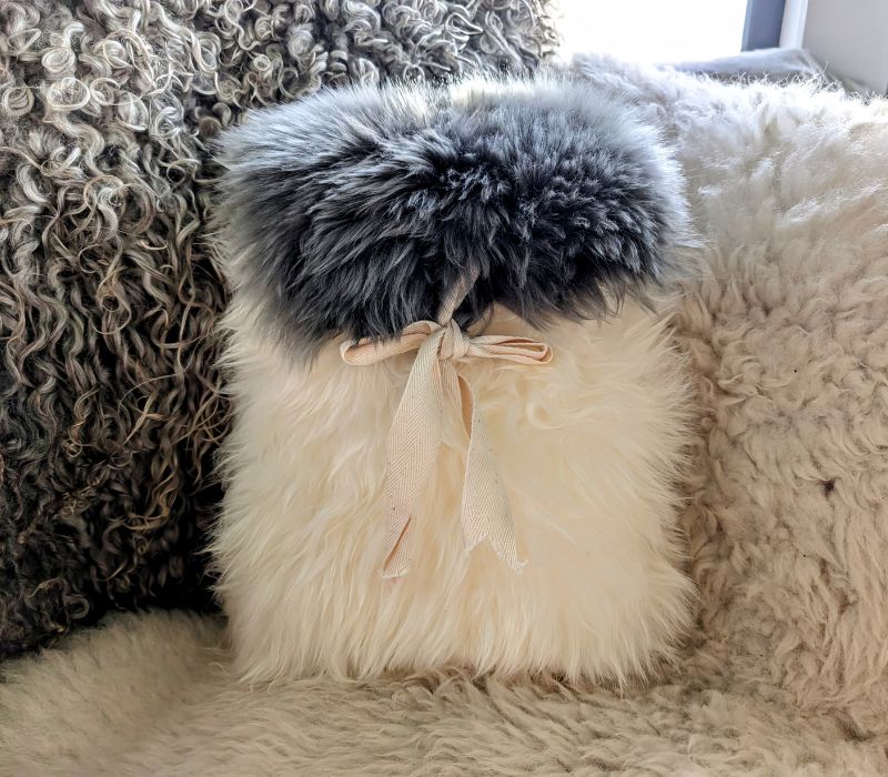 Large Sheepskin Snuggle in White with Grey Lid