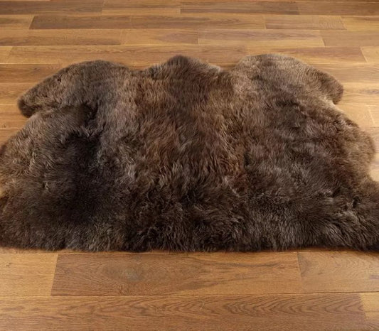 NATURAL BROWN SHEEPSKIN RUG TRIPLE 95X150CMS