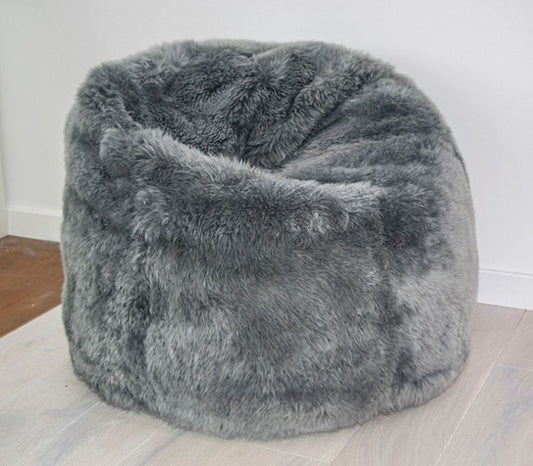 Large Grey Sheepskin Beanbag