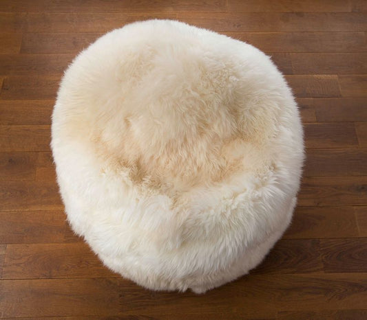 Large Pearl White Sheepskin Beanbag