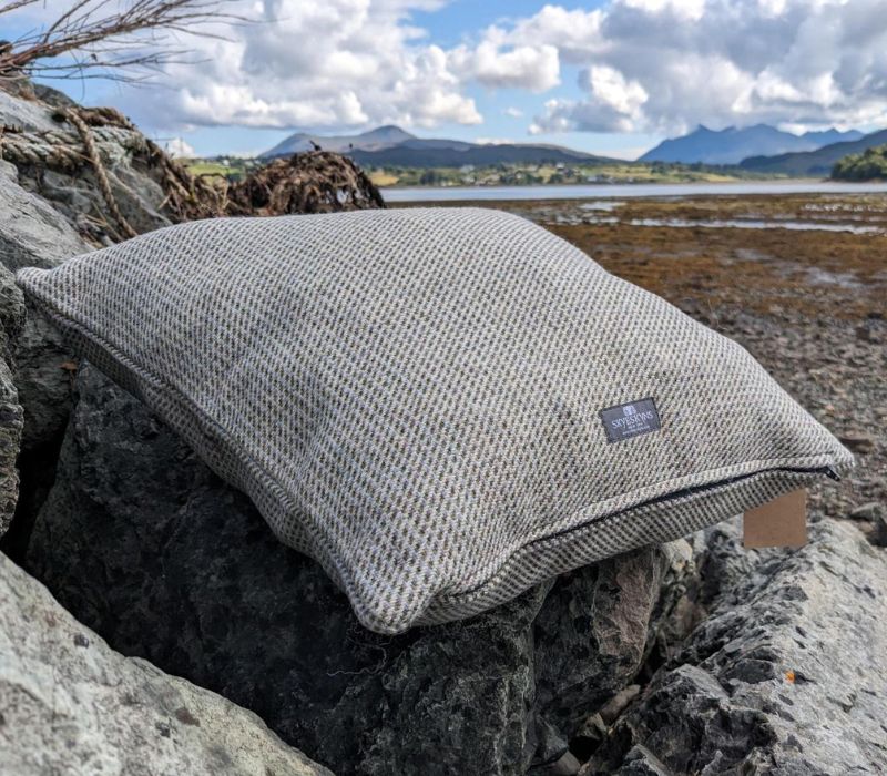 Skye Tweed Square Cushion in Grey