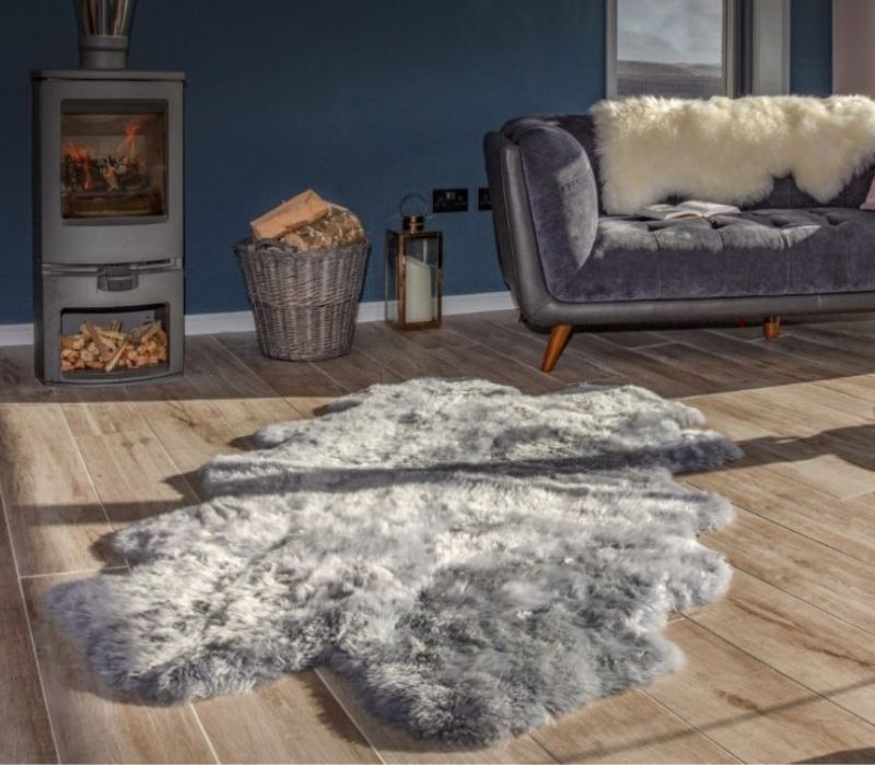 Soft Grey Quad Sheepskin Rug