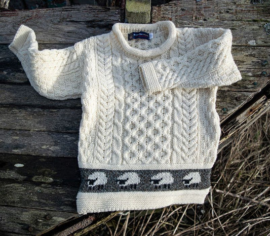 CHILD ARAN TUNIC JUMPER IN NEP