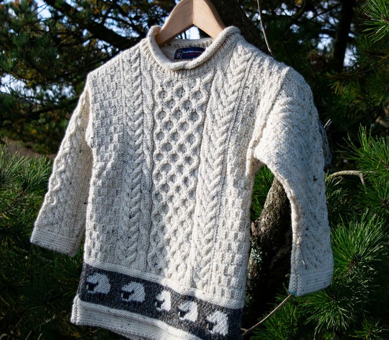 CHILD ARAN TUNIC JUMPER IN NEP