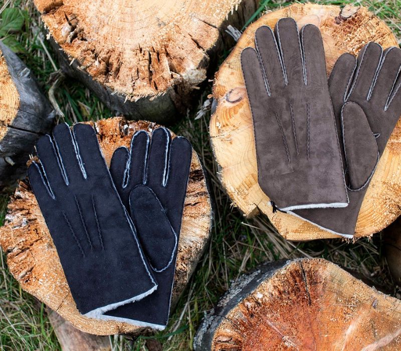 MEN'S SHEEPSKIN GLOVES IN BLACK OR BROWN (HANDSEWN)