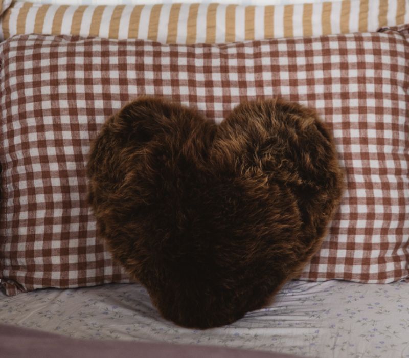 Sheepskin Heart Cushion (choice of colours)