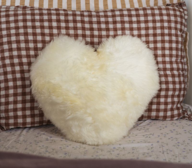 Sheepskin Heart Cushion (choice of colours)